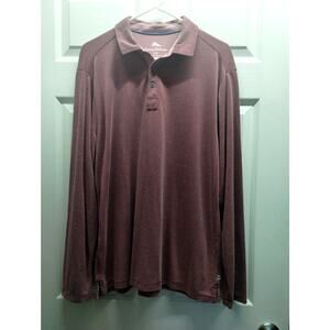 Tommy Bahama Men's Size Large Burgandy Long Sleeve Tencel Modal Blend Polo Shirt